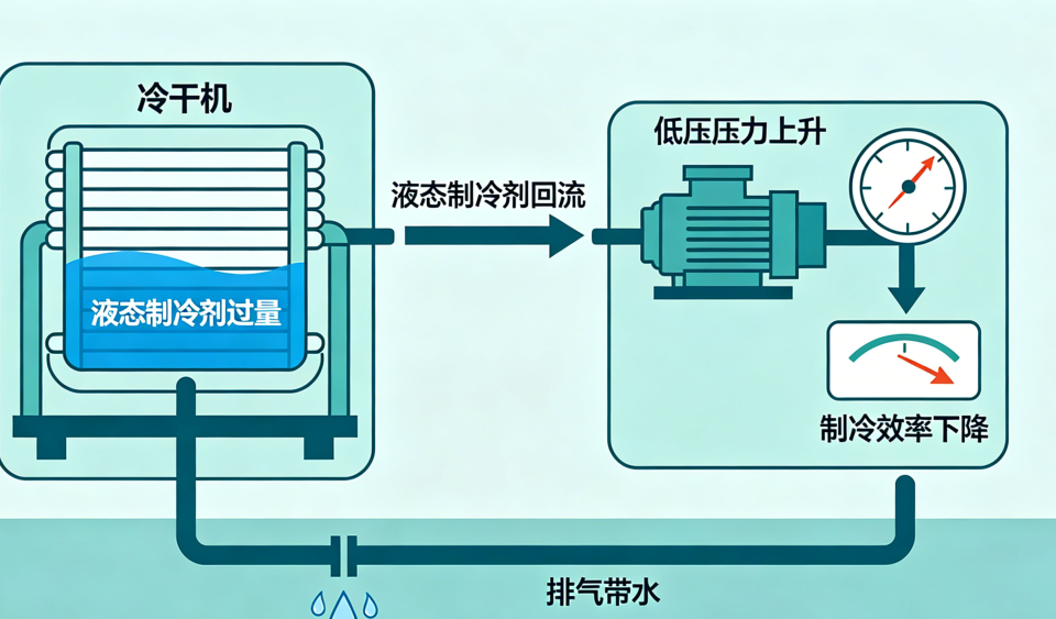 冷干机冷媒低压过高是什么原因？